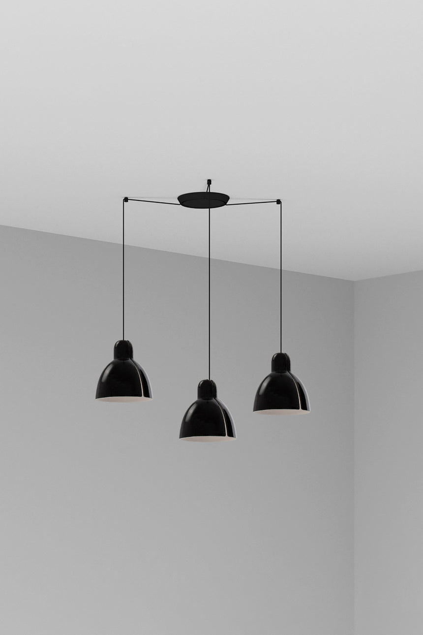 Lámpara de techo colgante Faro Venice 3 luces E27 LED negro brillo 64255-125-3L