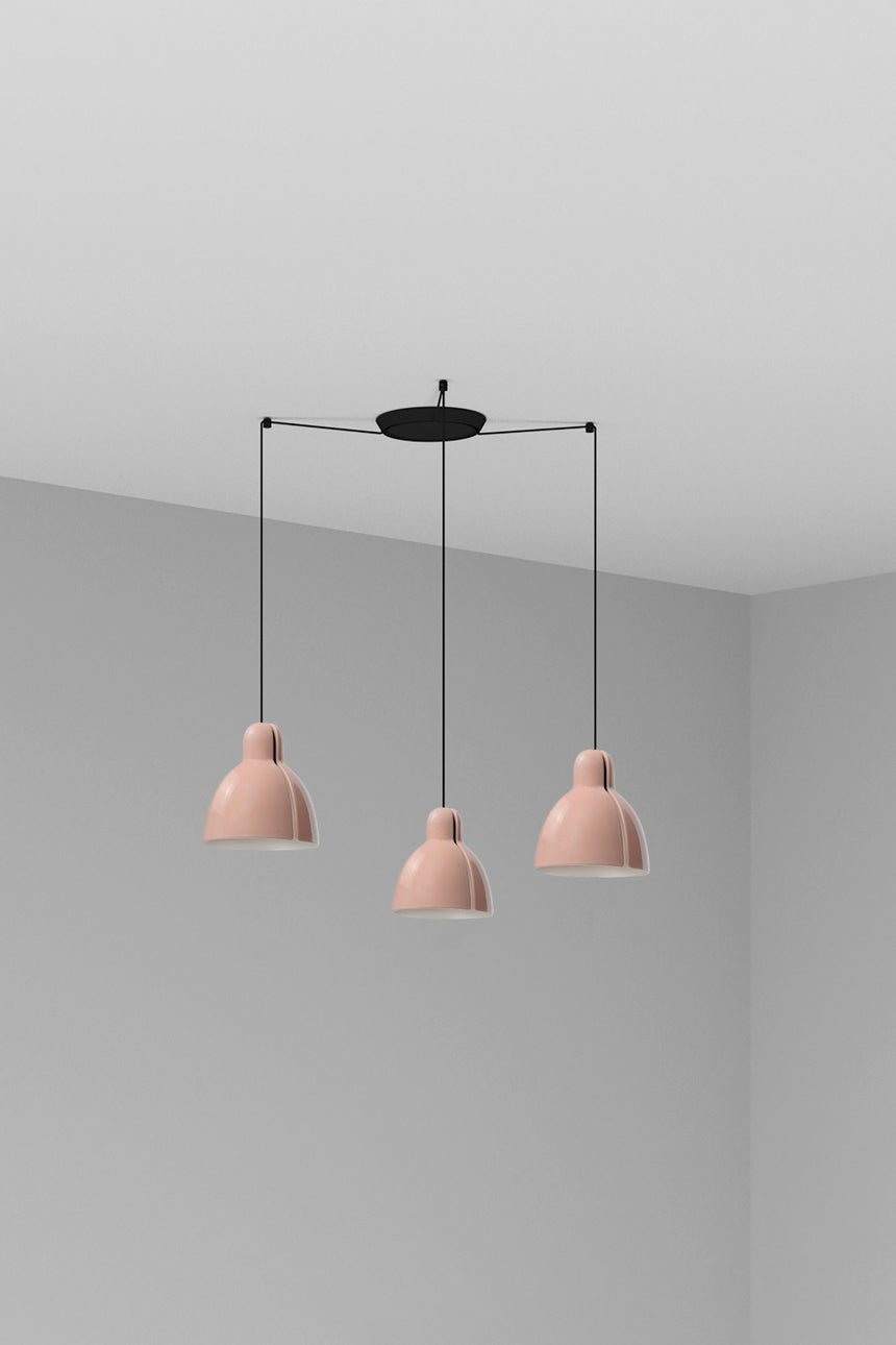 Lámpara de techo colgante Faro Venice 3 luces E27 LED rosa brillo 64255-126-3L