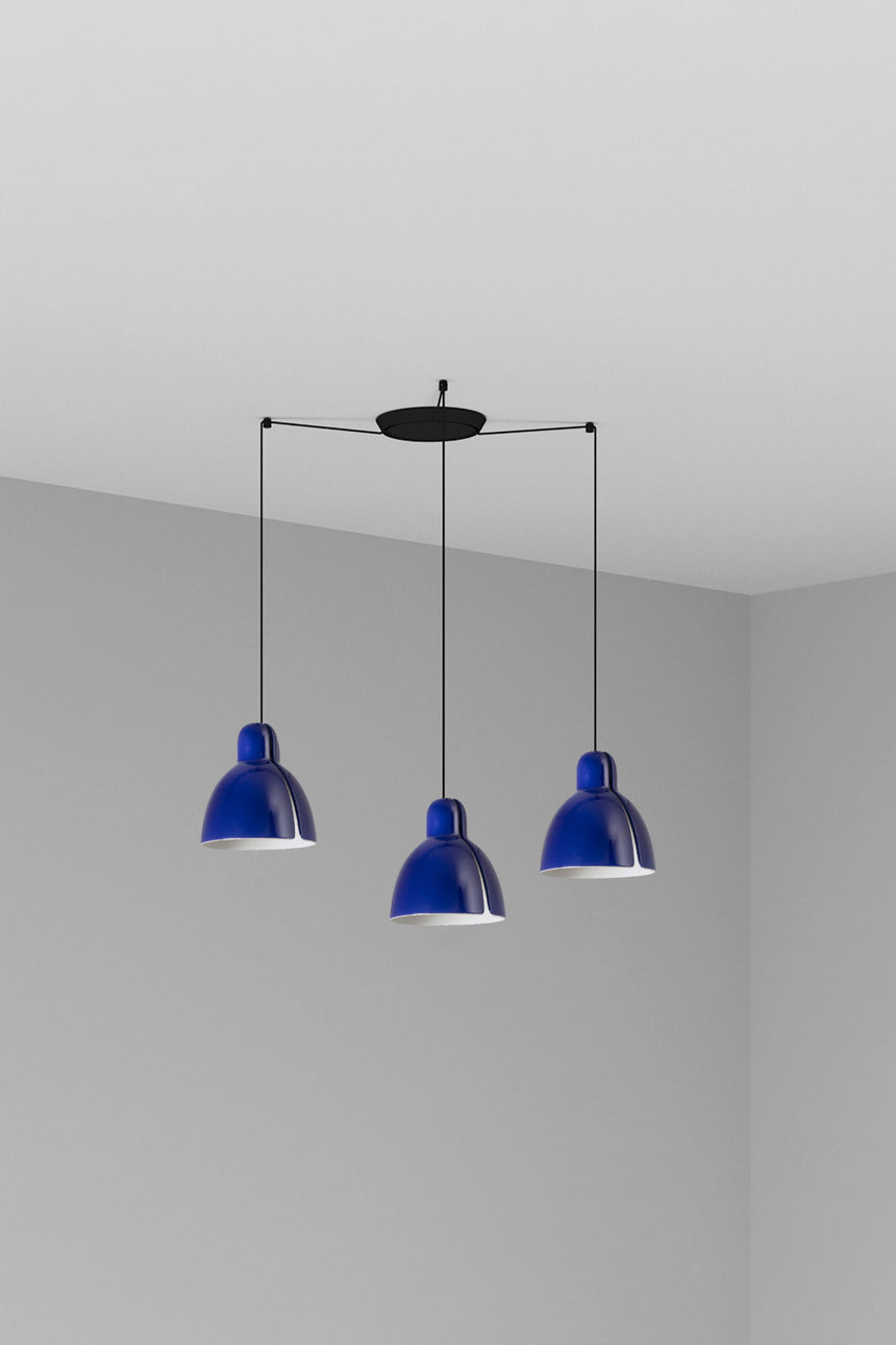 Lámpara de techo colgante Faro Venice 3 luces E27 LED azul brillo 64255-128-3L