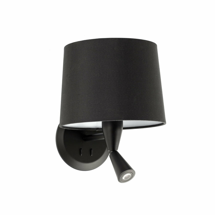 Faro CONGA Lámpara aplique con lector negro/negro 64309-03