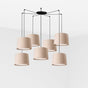 Lámpara de techo colgante Faro Samba grande 7 luces E27 negro y beige 64314-44-7L