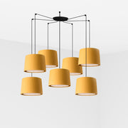 Lámpara de techo colgante Faro Samba grande 7 luces E27 amarillo 64314-45-7L