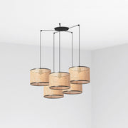 Lámpara de techo colgante Faro Mambo grande 5 luces E27 ratán 64314-48-5L