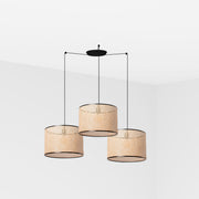 Lámpara de techo colgante Faro Mambo grande 3 luces E27 ratán 64314-49-3L