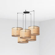 Lámpara de techo colgante Faro Mambo grande 5 luces E27 ratán 64314-49-5L