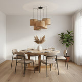 Faro MAMBO 450 5-light black/rattan pendant lamp 64314-49-5L