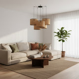 Faro MAMBO 450 5-light black/rattan pendant lamp 64314-49-5L