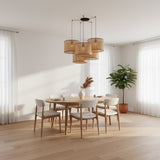 Faro MAMBO 450 5-light black/rattan pendant lamp 64314-49-5L