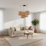 Faro MAMBO 450 5-light black/rattan pendant lamp 64314-49-5L
