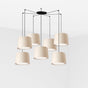 Lámpara de techo colgante Faro Conga grande 7 luces E27 beige 64314-55-7L
