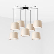 Lámpara de techo colgante Faro Conga grande 7 luces E27 beige 64314-55-7L