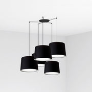 Lámpara de techo colgante Faro Conga grande 5 luces E27 negro 64314-56-5L