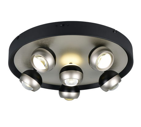 Plafón de techo Trio Orbit LED níquel mate Ø50cm 644410607