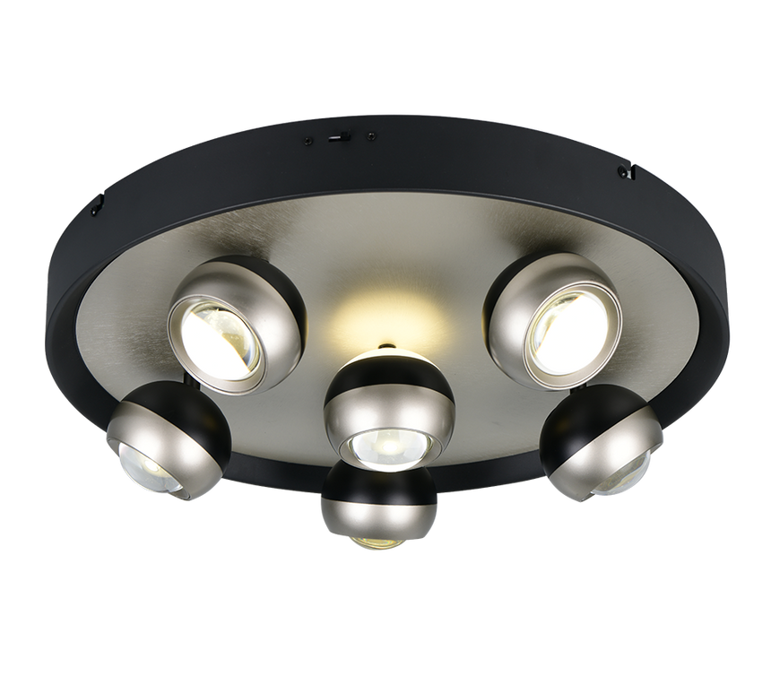 Plafón de techo Trio Orbit LED níquel mate Ø50cm 644410607