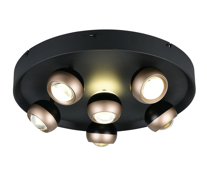 Plafón de techo Trio Orbit LED negro mate Ø50cm 644410632