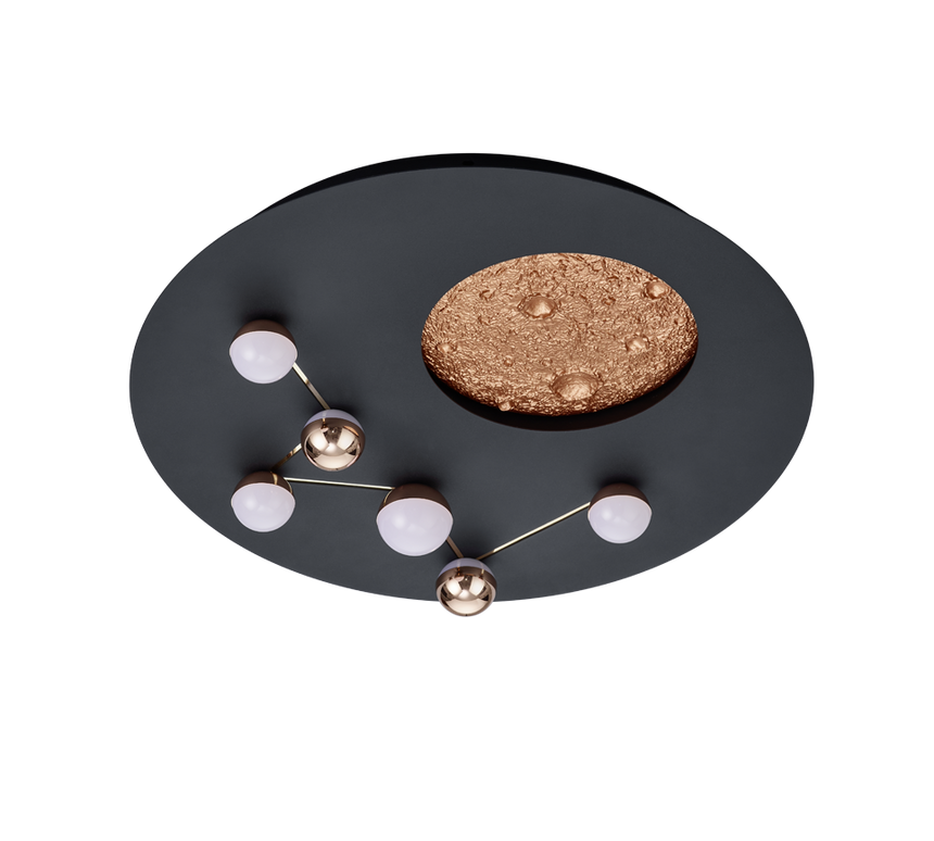 Plafón de techo Trio Zodiac LED negro mate Ø50cm 644810132