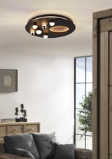 Plafón de techo Trio Zodiac LED negro mate Ø50cm 644810132