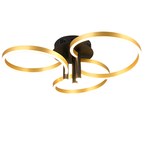 Plafón de techo Trio Caruso LED negro y dorado Ø65,5cm 648110680