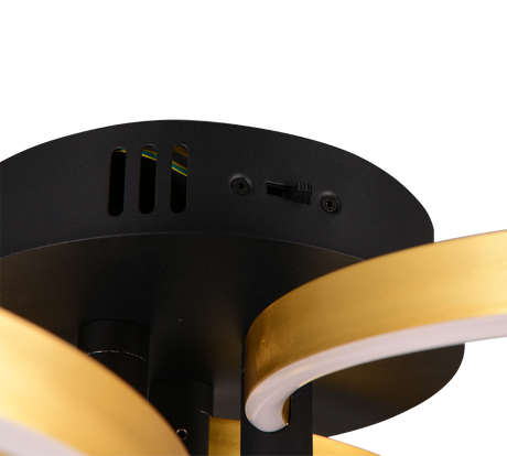 Plafón de techo Trio Caruso LED negro y dorado Ø65,5cm 648110680