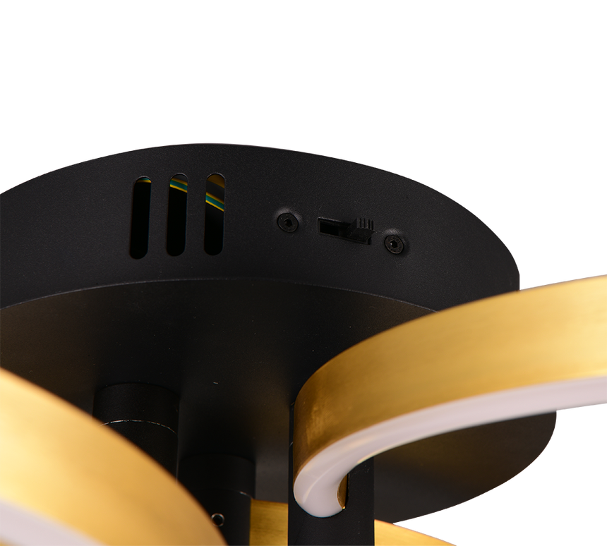 Plafón de techo Trio Caruso LED negro y dorado Ø65,5cm 648110680
