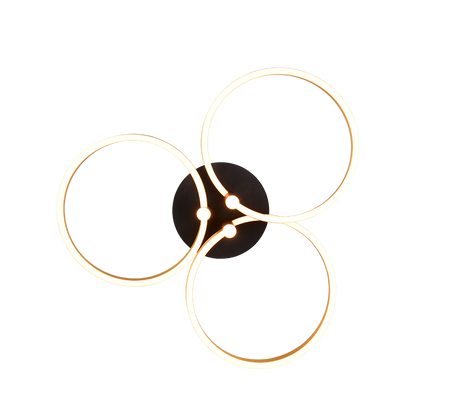 Plafón de techo Trio Caruso LED negro y dorado Ø65,5cm 648110680