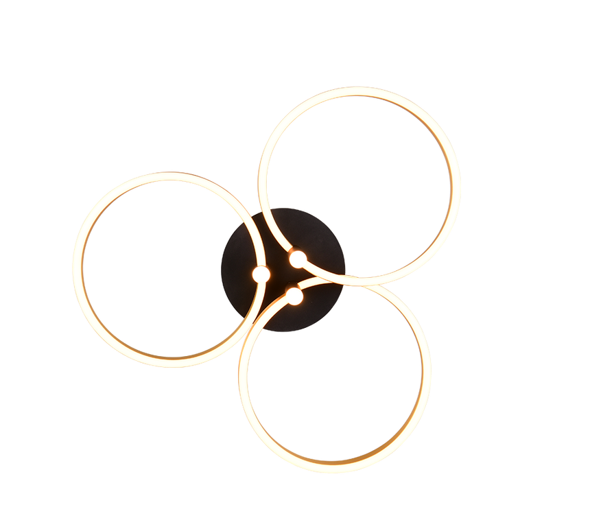 Plafón de techo Trio Caruso LED negro y dorado Ø65,5cm 648110680