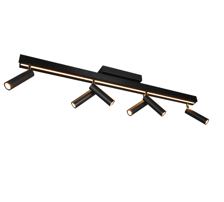Plafón de techo Trio Zeno grande LED negro mate CCT 180cm 648310732