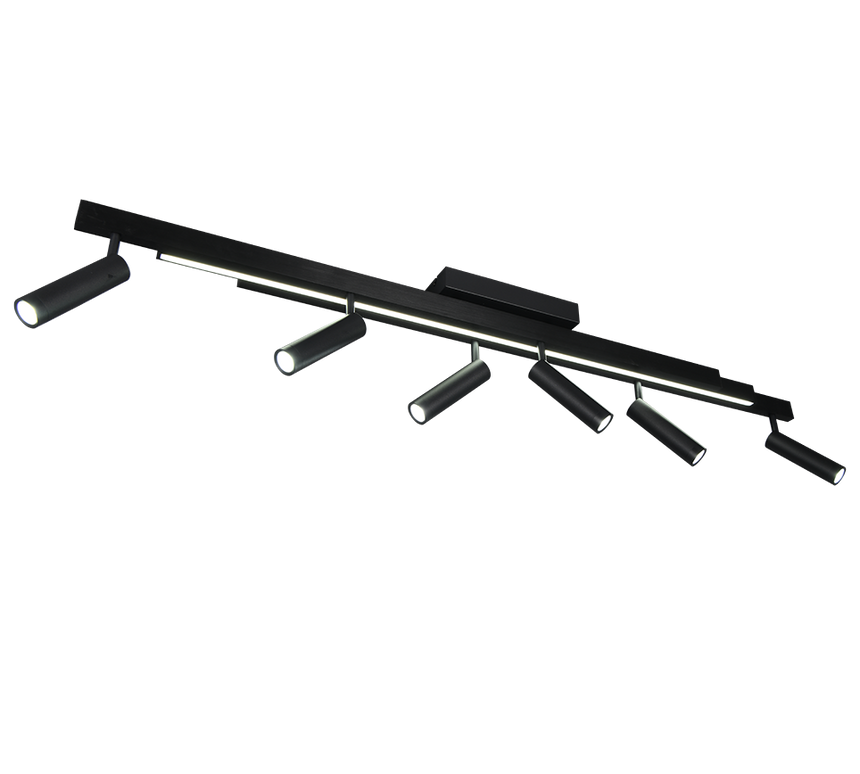 Plafón de techo Trio Zeno grande LED negro mate CCT 180cm 648310732