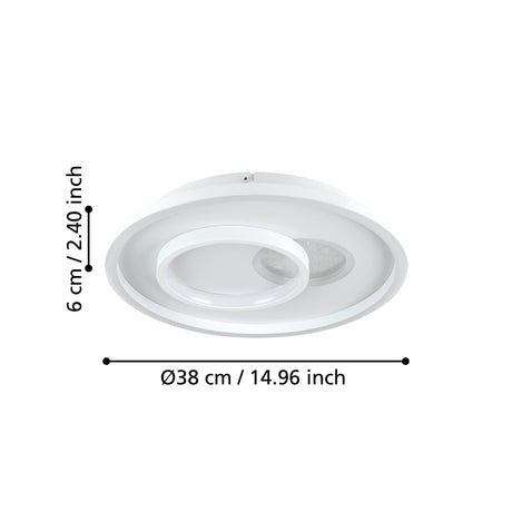EGLO PLAFON TIRIOLO BL/PLATA 38* EGLO901246