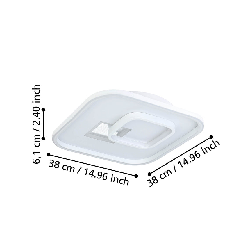 EGLO PLAFON TIRIOLO BL/PLATA CUAD. EGLO901247