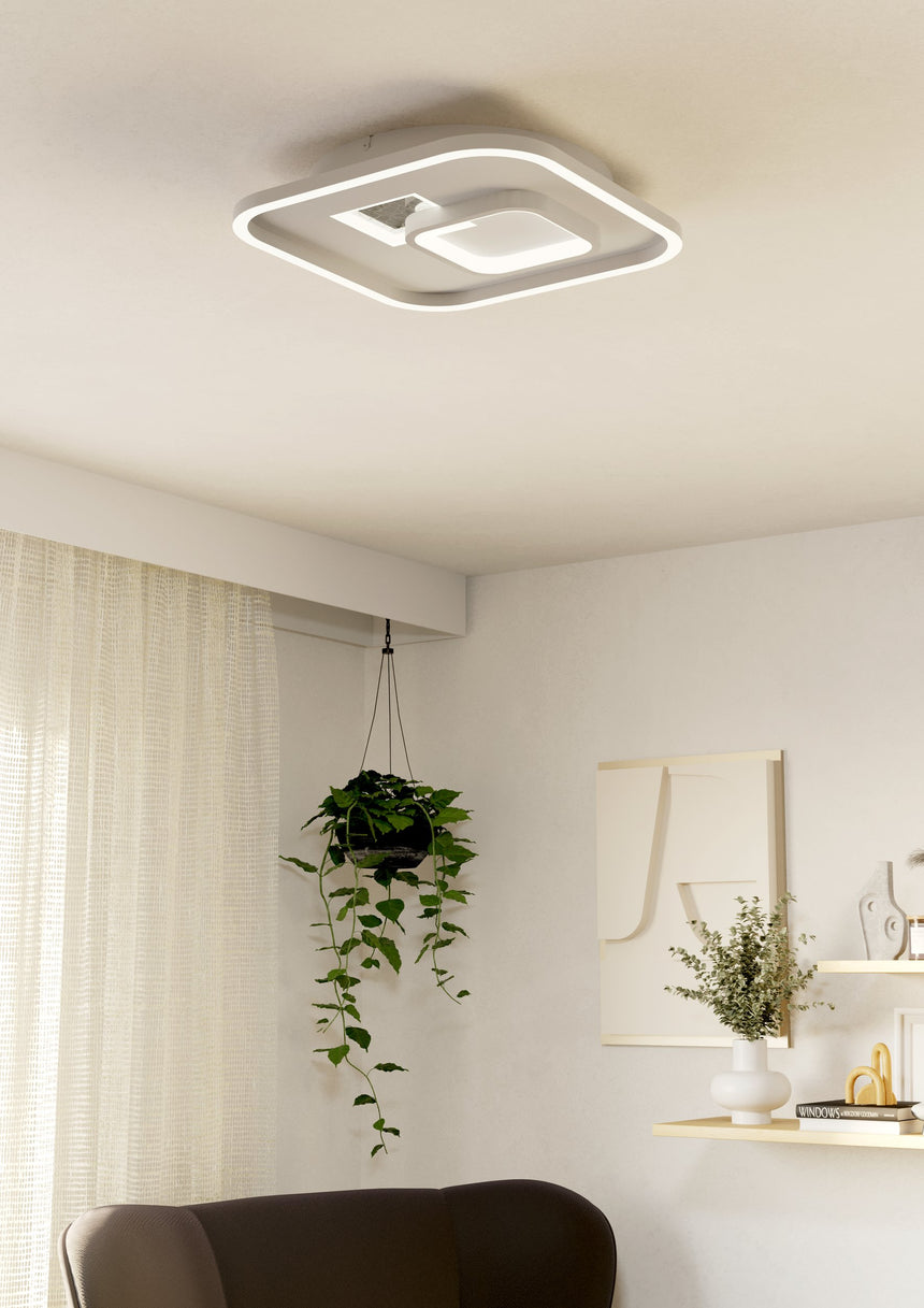 EGLO PLAFON TIRIOLO BL/PLATA CUAD. EGLO901247