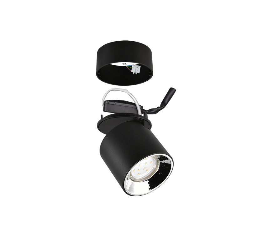Plafón de techo Trio Guayana LED negro mate 3000K Ø8,7cm 651000132