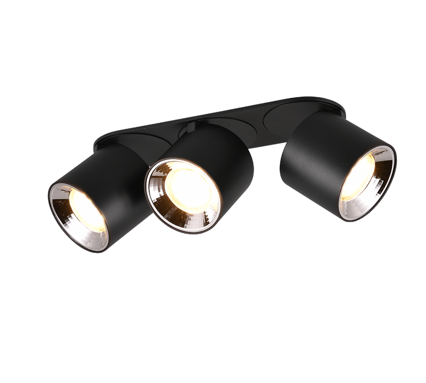 Plafón de techo Trio Guayana LED negro mate 3000K 27,3cm 651000332