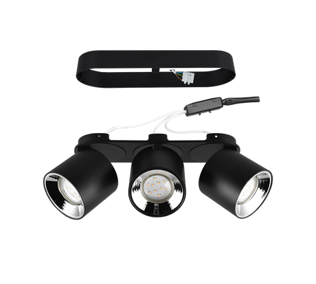 Plafón de techo Trio Guayana LED negro mate 3000K 27,3cm 651000332