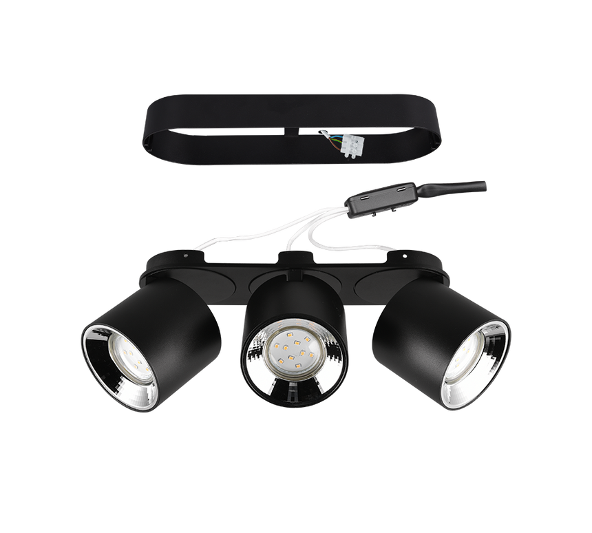 Plafón de techo Trio Guayana LED negro mate 3000K 27,3cm 651000332