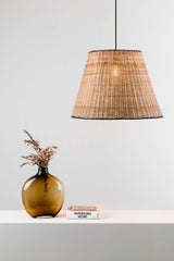 Faro SUMBA Lámpara colgante negra/ratán 65134-72