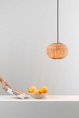 Faro HAKA 250 Lámpara colgante negra/ratán 65134-73