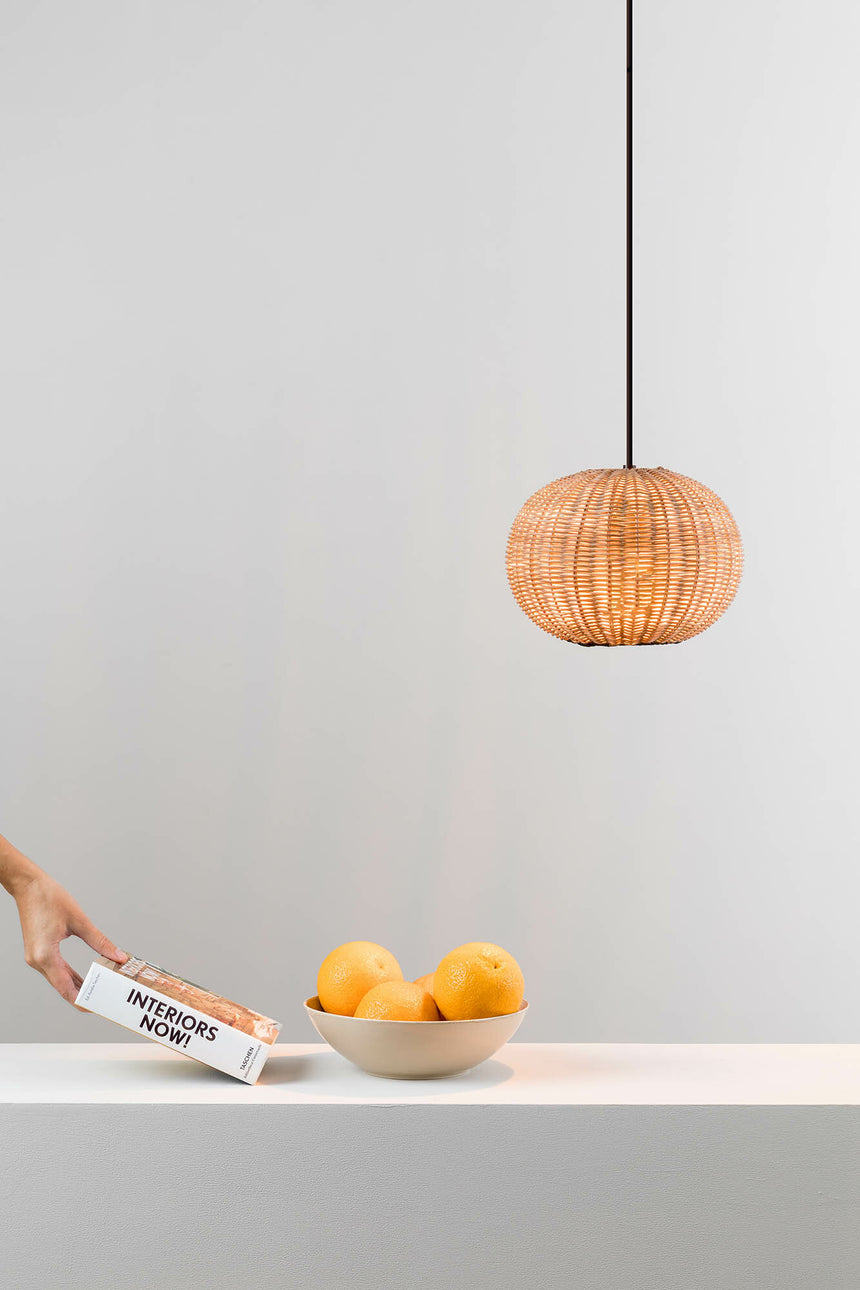 Faro HAKA 250 Lámpara colgante negra/ratán 65134-73