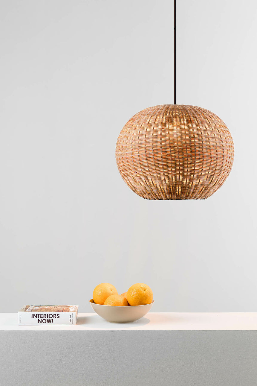 Faro HAKA 300 Black/rattan pendant lamp 65134-74