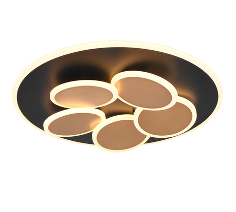 Plafón de techo Trio Mandala LED negro y dorado CCT regulable con mando Ø49cm 653210680