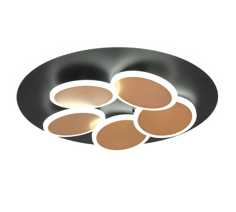 Plafón de techo Trio Mandala LED negro y dorado CCT regulable con mando Ø49cm 653210680 - vista 2