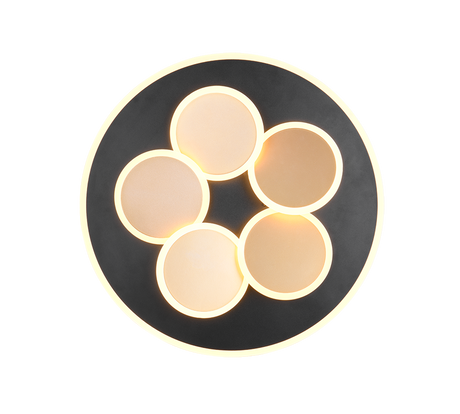 Plafón de techo Trio Mandala LED negro y dorado CCT regulable con mando Ø49cm 653210680 - vista 3
