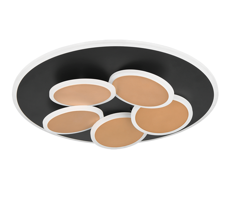 Plafón de techo Trio Mandala LED negro y dorado CCT regulable con mando Ø49cm 653210680 - vista 5