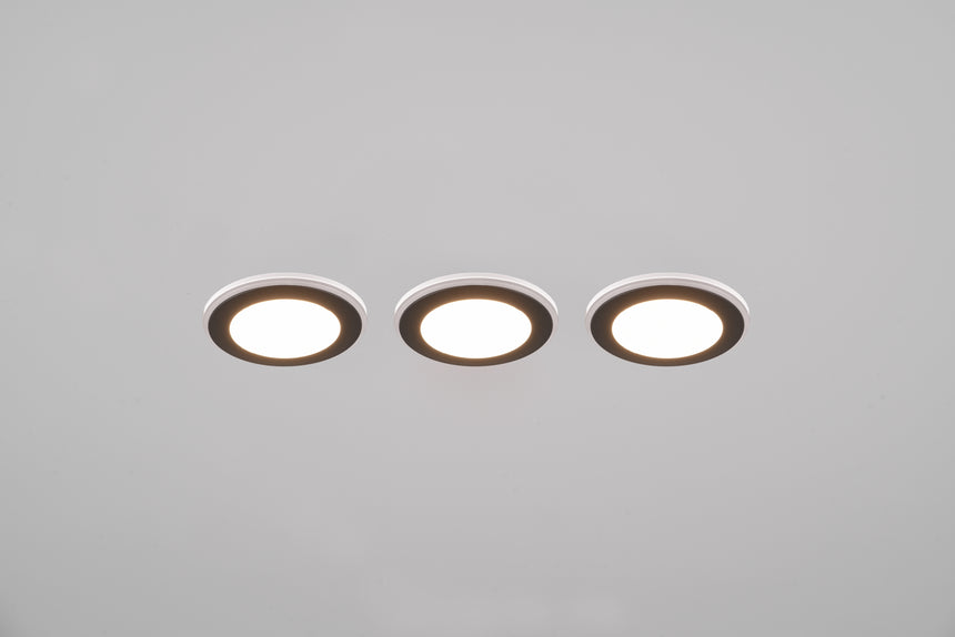 Plafón de techo Trio Argus LED negro mate 3000K Ø8,2cm 653610332