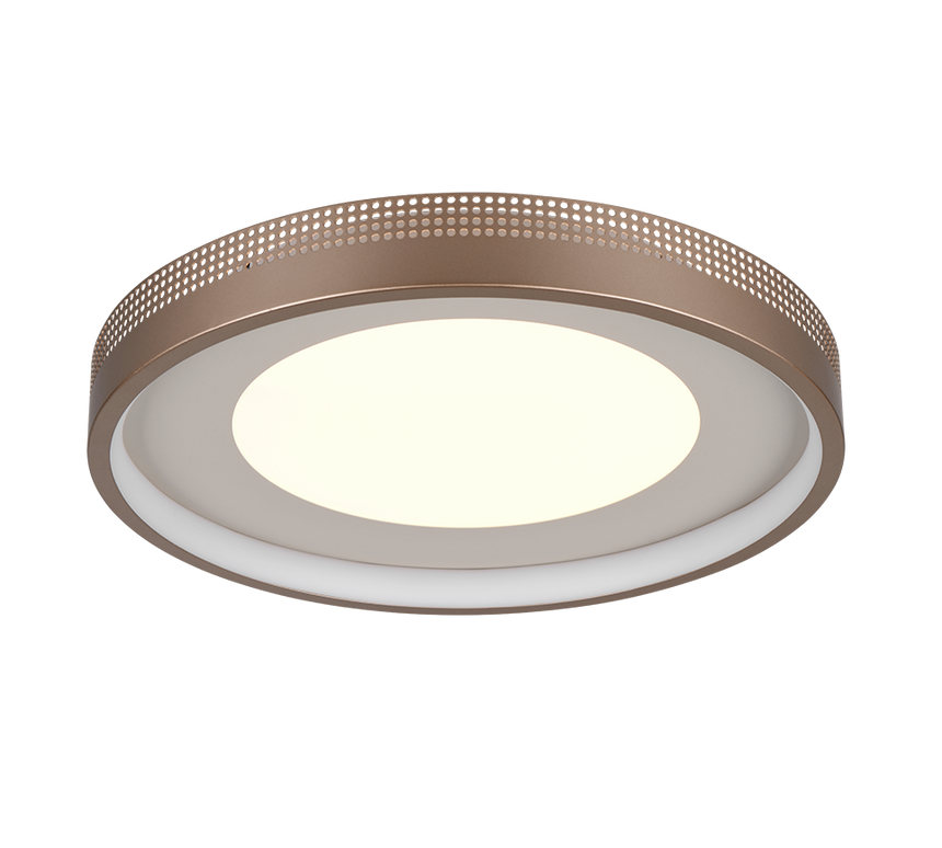 Plafón de techo Trio Solea LED marrón café 3000K Ø40cm 656610165