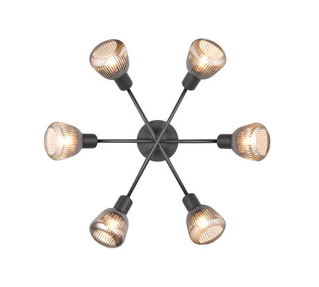 Plafón de techo Trio Tarifa LED negro mate 2700K Ø59,5cm 662800632