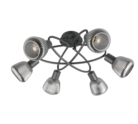 Plafón de techo Trio Tarifa LED negro mate 2700K Ø59,5cm 662800632