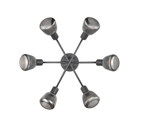 Plafón de techo Trio Tarifa LED negro mate 2700K Ø59,5cm 662800632