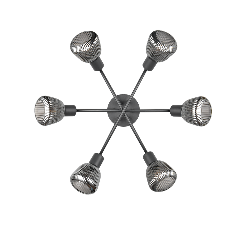 Plafón de techo Trio Tarifa LED negro mate 2700K Ø59,5cm 662800632