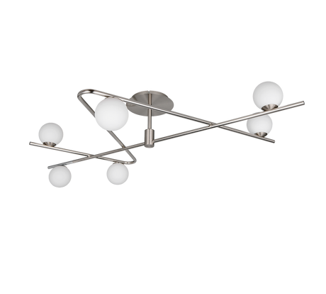 Plafón de techo Trio Flaming grande LED níquel mate 3000K 120cm 668900607